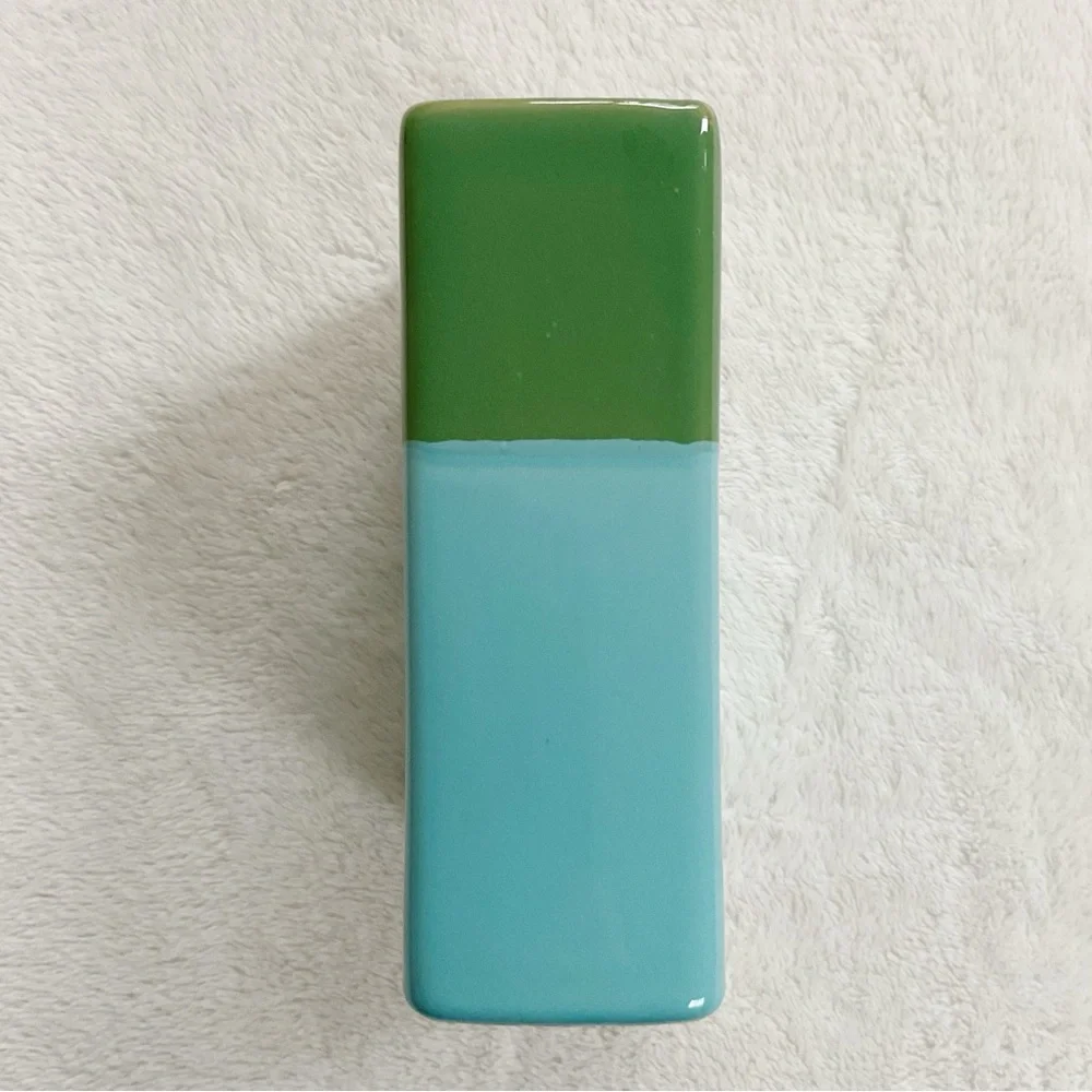 Red Envelope Portugal Ceramic Vase Green Blue Color Block Modern 6”